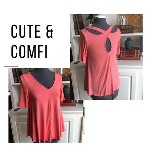 🌷 Coral knit swing top with cross over back